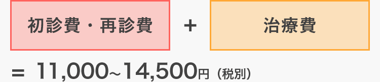 初診費・再診費+治療費＝12,100～15,950円（税込）