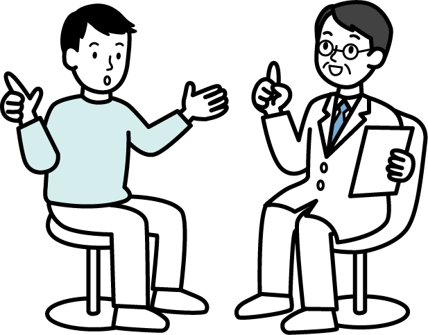 診察をしているドクターと質問をする患者